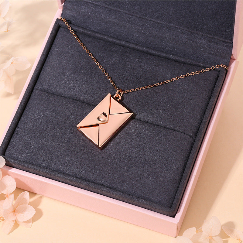 Wholesale Openable DIY Engraved Love Letter Necklace Collarbone Chain Valentine's Day Gift